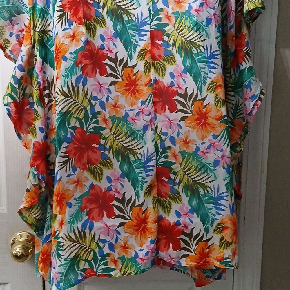 Time and Tru sheer tropical tunic beach coverup Sz L (12-14) NWOT - Picture 5 of 7